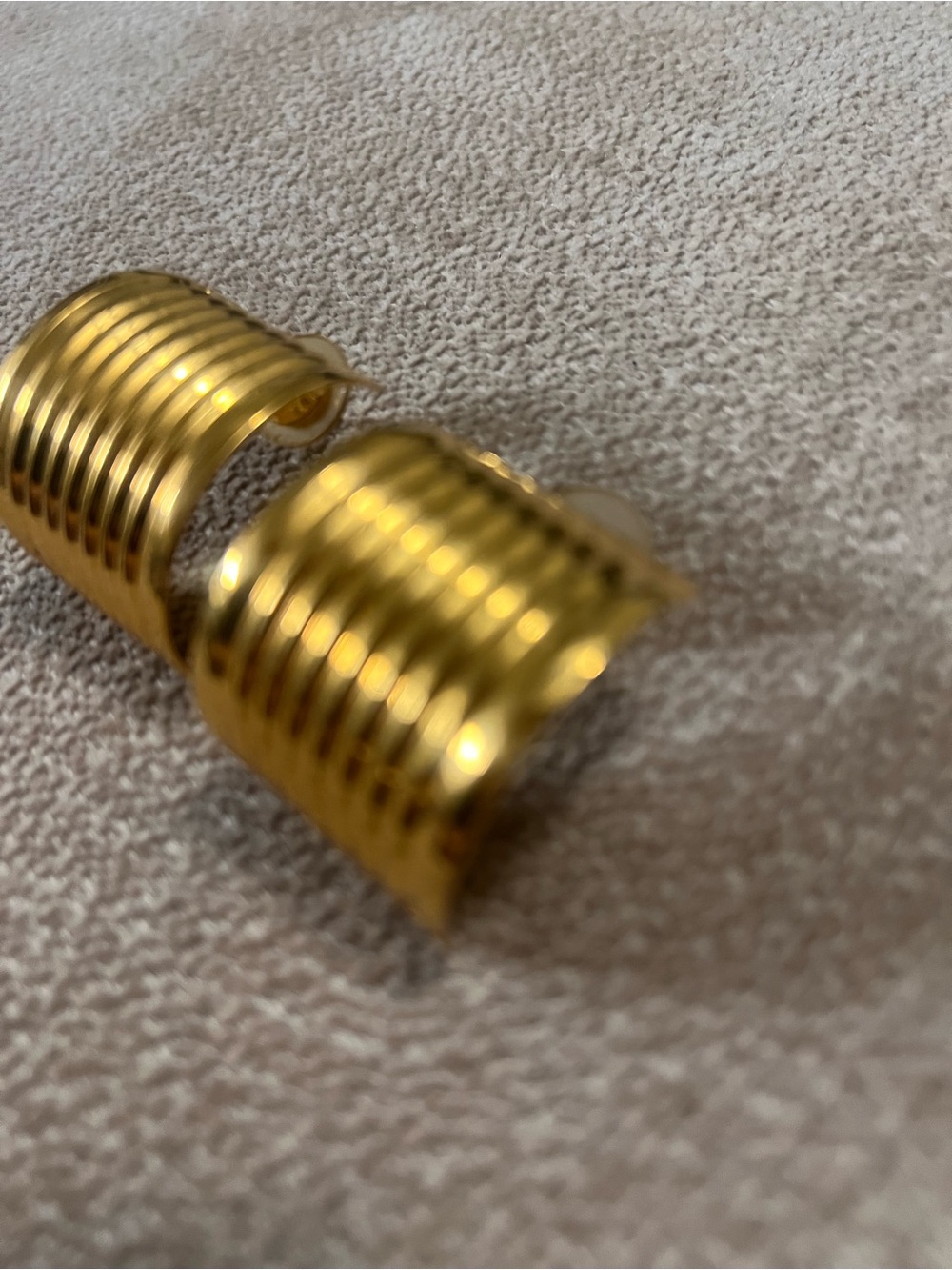 Gold Ribbed Earrings - Picture 2 of 5